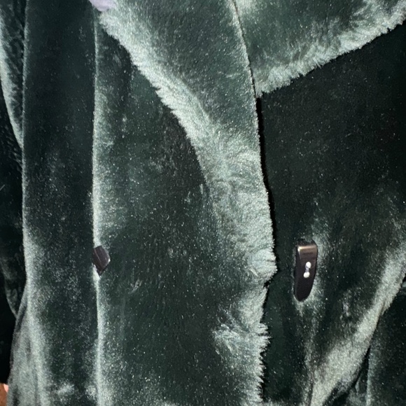 Michel Alexis Faux Fur Green Coat - Picture 5 of 8